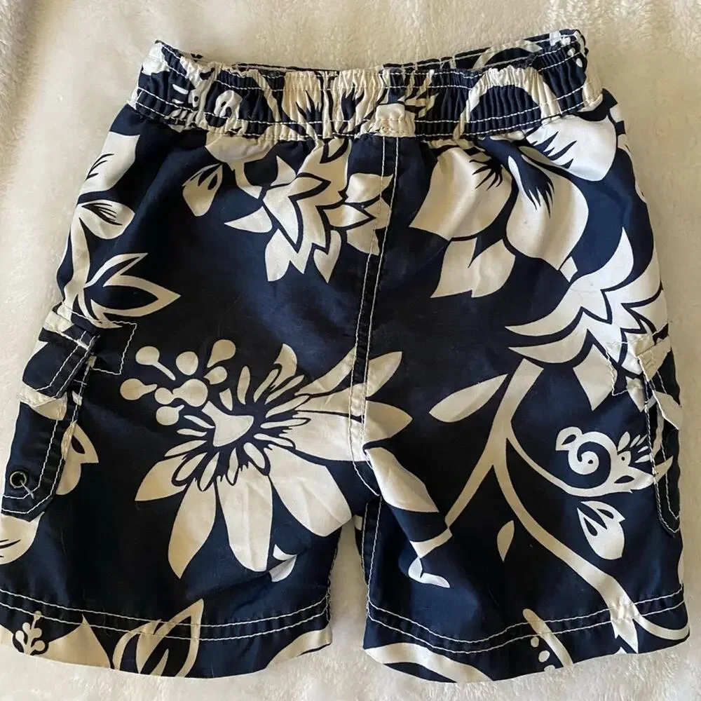 Blue and White Old Navy 18-24 months swim trunks mesh liner
